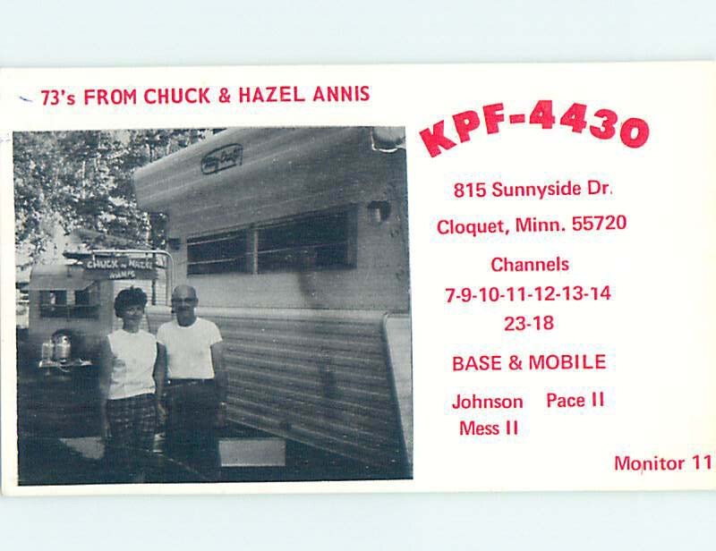 Pre-1980 RADIO CARD - CB HAM OR QSL Cloquet - Near Duluth Minnesota MN AH1327