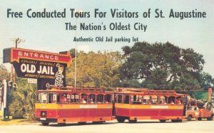 St Augustine Florida Old Jail Parking Lot, Trolley  Postcard Unused