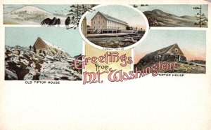 Vintage Postcard Greetings from Mount Washington Old Tiptop House Landmark NH