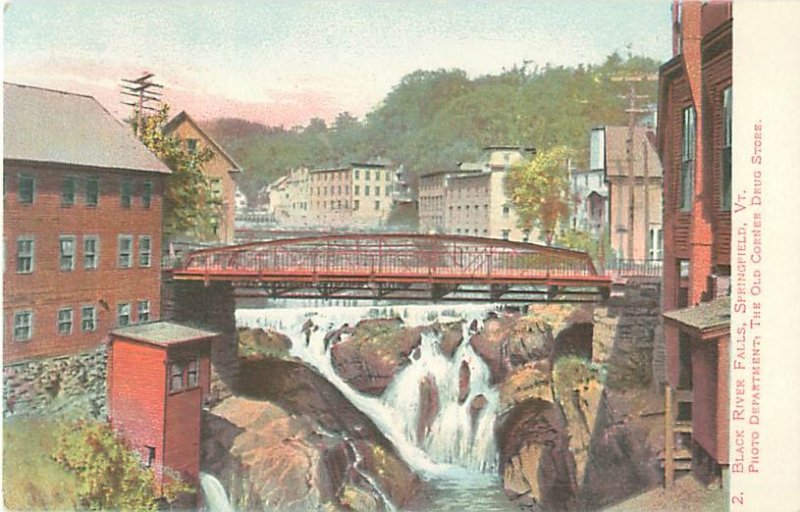 Black River Falls, Springfield, Vermont Undivided Back Postcard