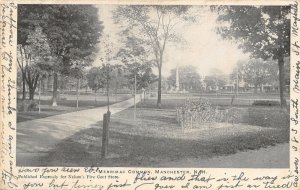Manchester New Hampshire~Merrimac Common~Roped Off Flower Garden~1906 B&W PC