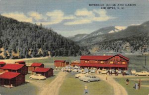 Riverside Lodge & Cabins, Red River, New Mexico Roadside c1940s Vintage Postcard