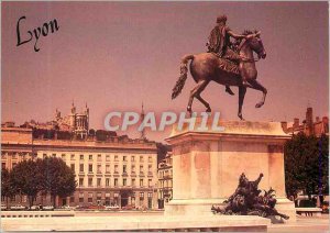 Postcard Modern Lyon Bellecour Square and statue of Louis XIV backward map Hi...