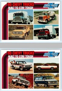 2 Postcards 1980 CHEVY TRUCKS Advertising ~ Blazer EL CAMINO Van & Semi Trucks