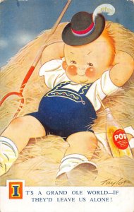 Bamforth Children Comic Humor Peasant Boy Relaxing on Hay with Drink postcard