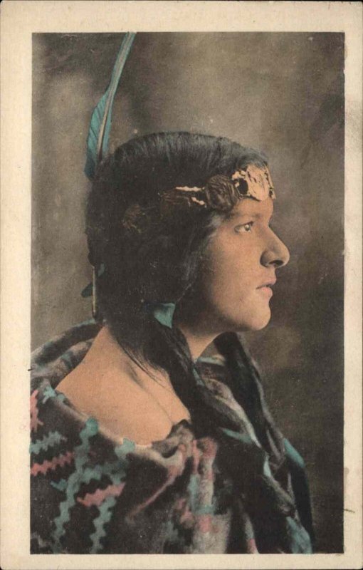 Beautiful Native Indian Woman Crown Witte's Wonder Water Colors Postcard