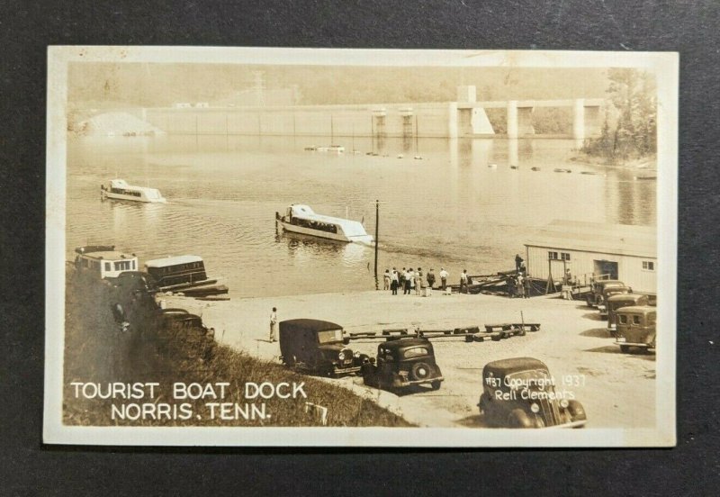 Mint Vintage Tourist Boat Dock Norris Tennessee Vintage Cars RPPC Real Photo