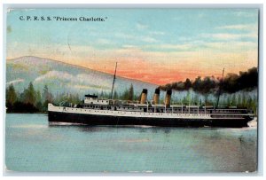 1914 CPRSS Princess Charlotte Steamship Coast Canadian Pacific Posted Postcard