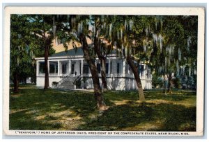 1921 Home Of Jefferson Davis President Of Confederate States Biloxi MS Postcard 