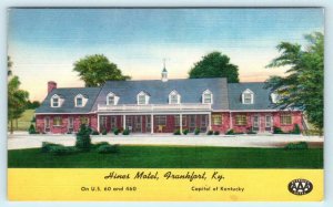 FRANKFORT, Kentucky KY  Roadside HINES MOTEL ca 1940s Linen  Postcard