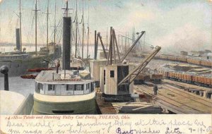 Toledo & Hawking Valley Coal Docks Steamer Cranes Toledo Ohio 1908 postcard