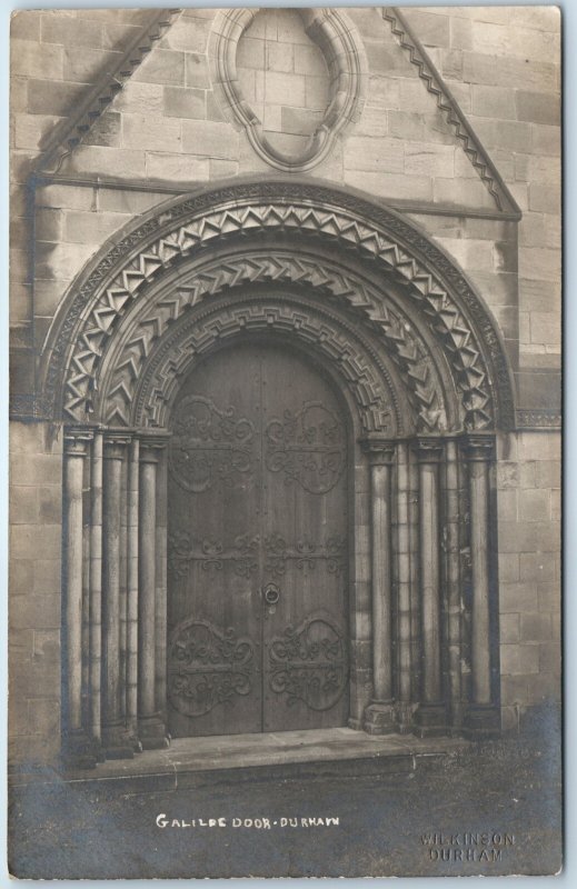 c1910s Durham, England RPPC Galilee Door Cathedral Norman Romanesque Hinges A361