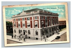 Vintage 1920's Postcard - Post Office Antique Cars Pedestrians Beaumont Texas