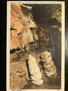 Vintage Postcard 1941 Howe Cavern's Leaning Tower of Pisa Cobleskill New York