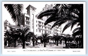 RPPC CASABLANCA Le Boule de Zouaves et l'Hôtel Plaza MOROCCO Postcard