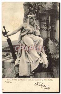 Italy Torino Old Postcard The Liberta particolare del Monumento a Garibaldi