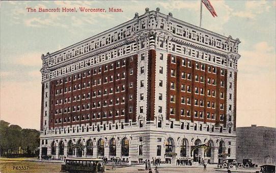 Massachusetts Worcester Trolley At The Bancroft Hotel 1913
