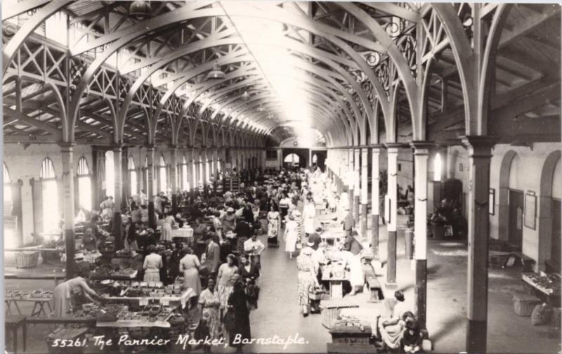 The Pannier Market Barnstaple Devon UK Domino Series Real Photo Postcard E15 