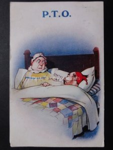 Bamforth & Co Comic Postcard: Bed & Snoring Theme - P.T.O...c1915