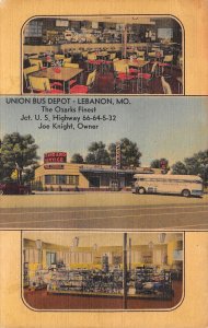 Lebanon Missouri Union Bus Depot, Multi-View Linen, Vintage Postcard U17954