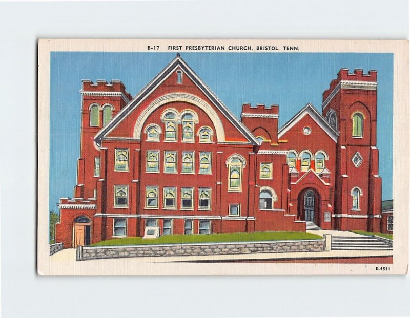 Postcard First Presbyterian Church, Bristol, Tennessee