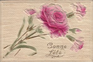 Very embossed carnation flowers fantasy greetings 1910 postcard France