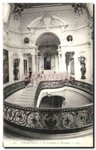 Old Postcard Chantilly Hallway and stairs