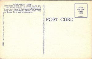 Fountain Of Youth Mammoth Onyx Cave Horse Cave Interior Kentucky DB Postcard 