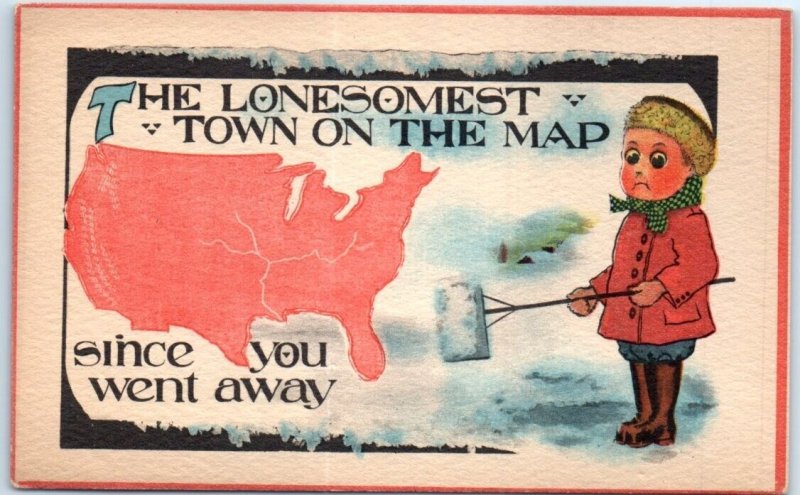Postcard - The Lonesomest Town On The Map since you went away with Art Print