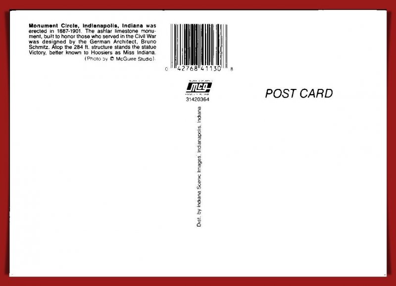 Indiana, Indianapolis - Monument Circle - [IN-0101X]