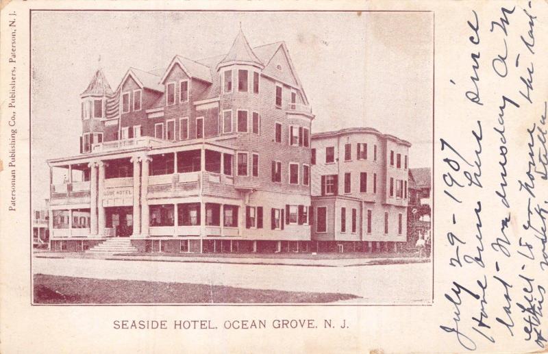 OCEAN GROVE NEW JERSEY SEASIDE~PATTERSON PUBLISHING POSTCARD 1907