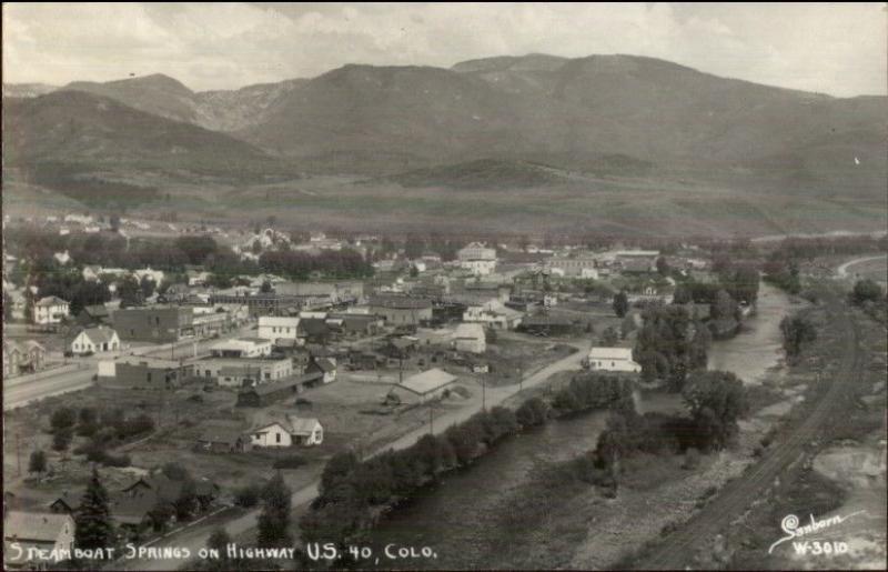 Steamboat Springs CO Birdseye View SANBORN Real Photo Postcard