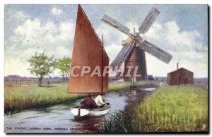 Postcard The Old Boat Horsey Mere Staithe Norfolk Broads Windmill