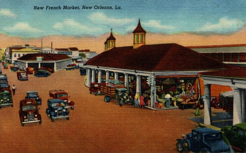 USA New French Market New Orleans Louisiana Linen Postcard 08.46