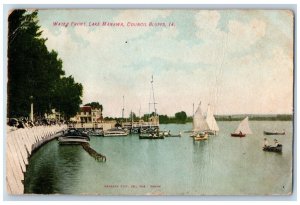 Council Bluffs Iowa IA Postcard Water Front Lake Manawa 1909 Posted Antique