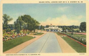 Lebanon Missouri Nelson Hotel Highway 66 roadside Postcard Teich linen 10278