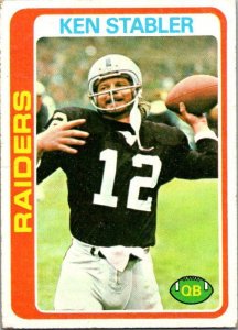 1978 Topps Football Card Ken Stabler Oakland Raiders sk7406