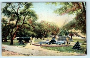 FORT MONROE, Hampton - Virginia VA ~ Military WAR TROPHIES 1910 Postcard