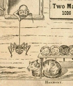 1870's Double Sided P. Fleischner Anthropomorphic Comical Cats Kittens P173