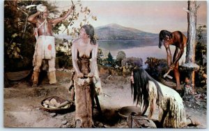 Postcard - Members of a Seneca Indian family at work, New York State Museum - NY