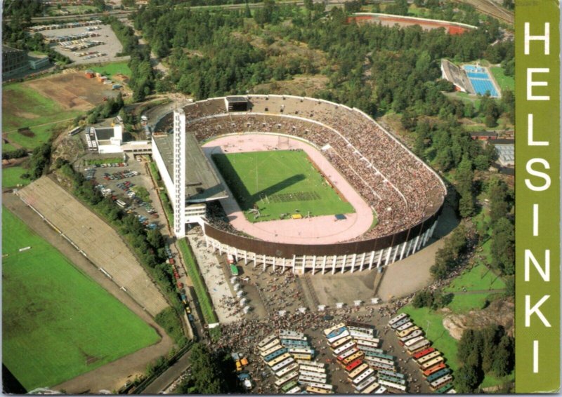 Postcard Finland Helsinki - Aerial Olympic Stadium