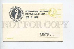 292463 USA 1986 year postal CARD Indianapolis Violin competition station