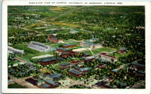 1920s Bird's Eye View University of Nebraska Lincoln NE Postcard