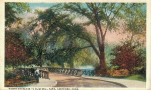 USA North Entrance To Bushnell Park Hartford Vintage Postcard 07.46