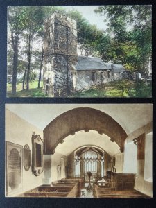 Somerset OARE 2 x Anglican Church of St Mary (Interior & Exterior) Old Postcard