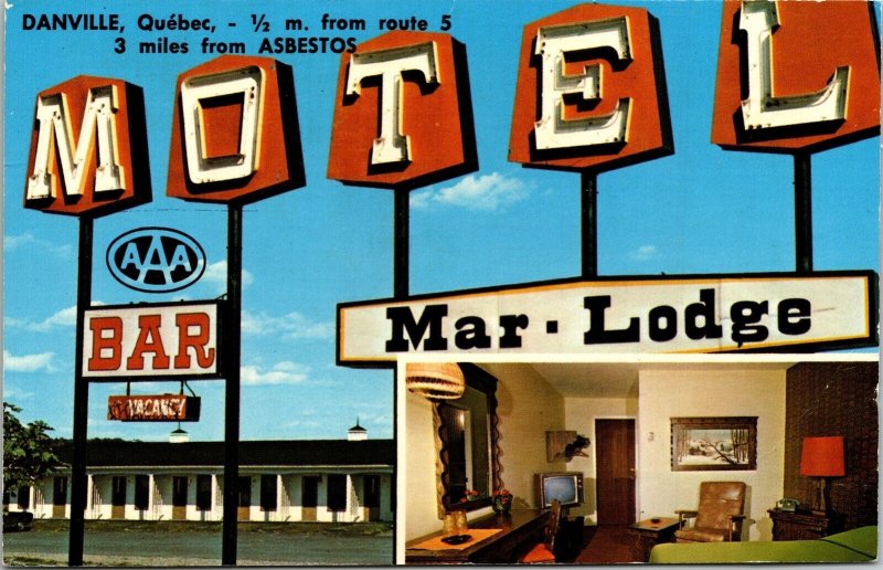 Motel Marlodge Danville Quebec Canada Ca Asbestos Golf Lake Route 32 Postcard 