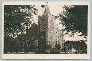 Monticello Iowa~Watertower? Behind Steeple~Presbyterian Church~c1918 RPPC