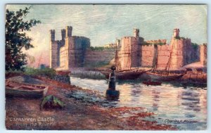 CARNARVON CASTLE, Caernarfon Wales UK ~ Charles Flower ~ Tuck Oilette Postcard