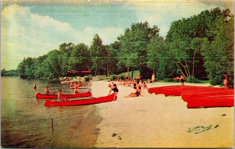 Camp Kokatosi Raymond Maine Me 1950 Cancel Pm Wob Note Canoe Postcard