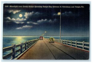 Moonlight Gandy Bridge Spanning Tampa Bay St. Petersburg And Tampa FL Postcard